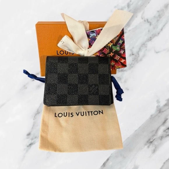 Louis Vuitton Authentic Damier Graphite Card Holder Wallet Gift Box and ribbon - Picture 1 of 10
